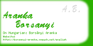 aranka borsanyi business card
